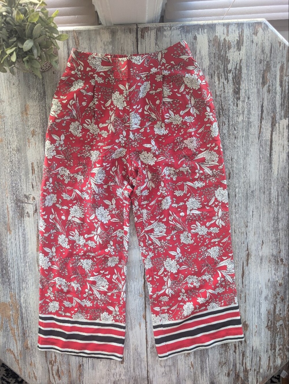 Massimo Dutti Floral Co-Ord Set Tie Front Blouse & Wide Leg Crop Pants Women's 4 - Picture 7 of 9